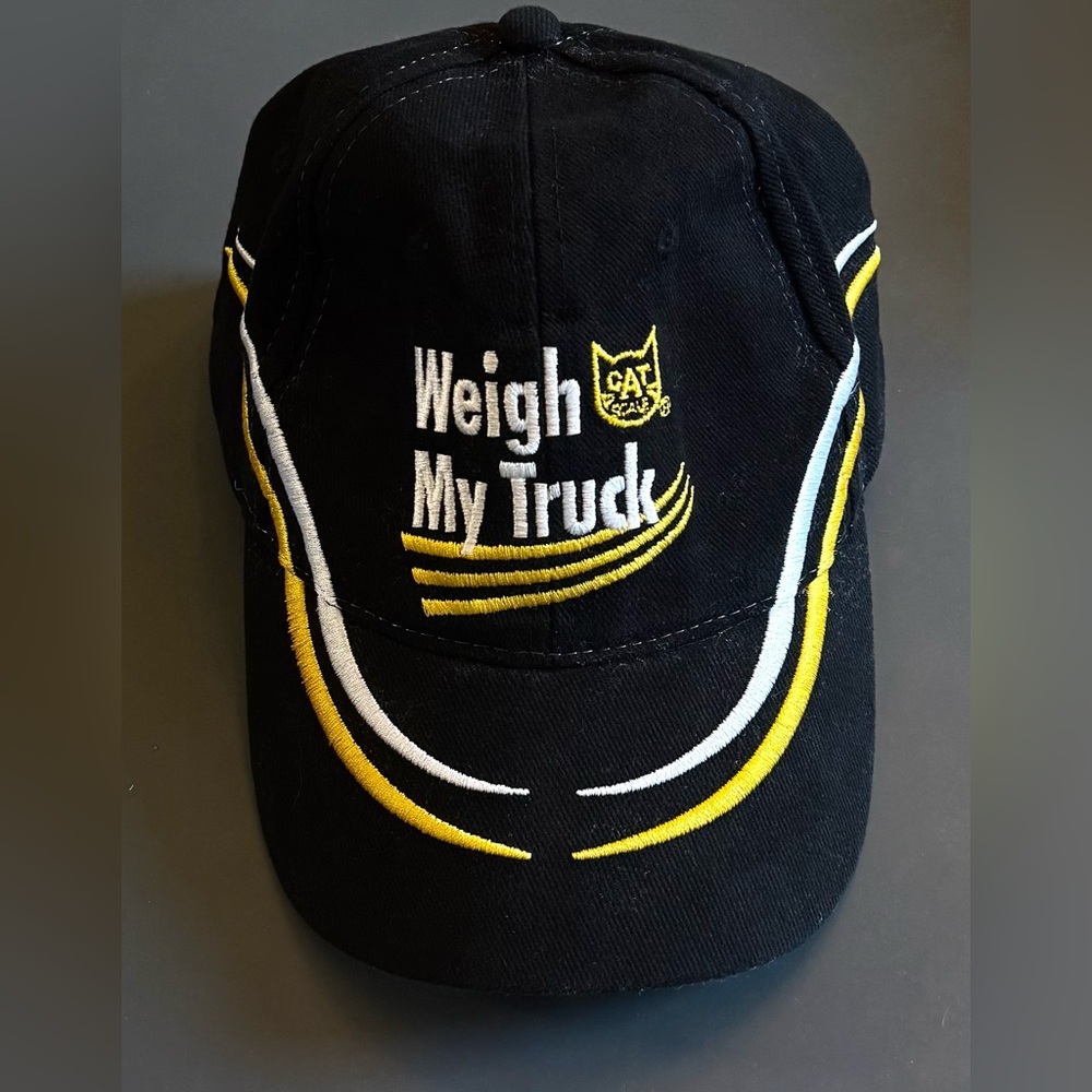 CAT Scale Weigh My Truck Hat Trucker Cap Black Yellow Gold White Adult One Size